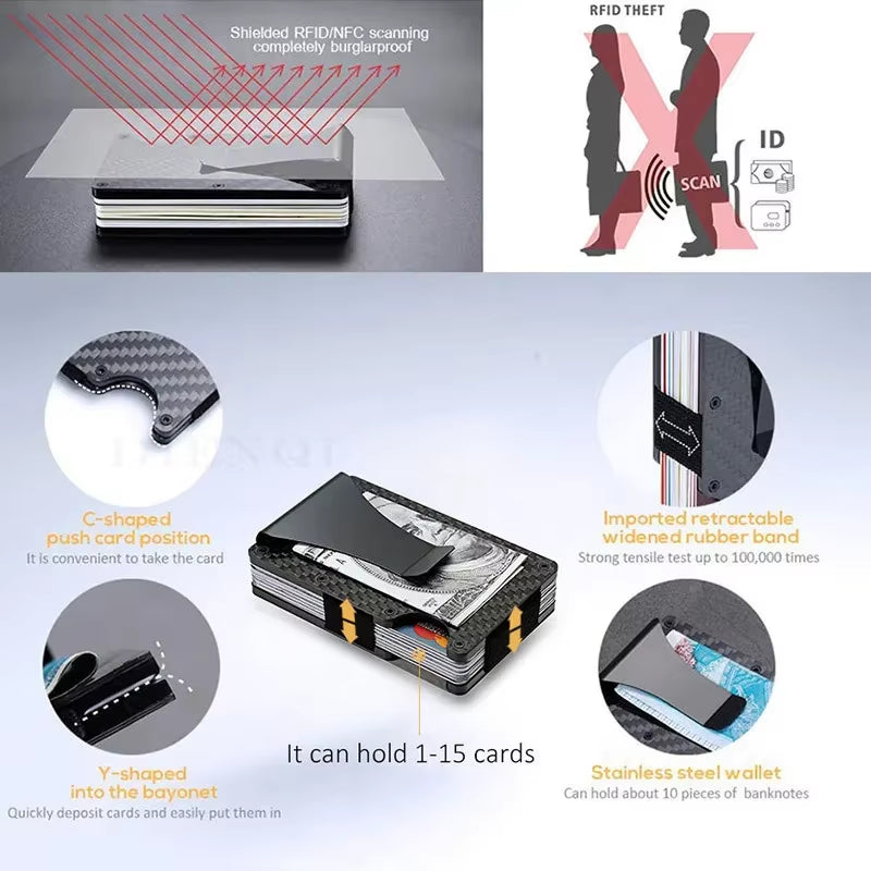 Front Pocket RFID Blocking Minimalist Wallet for Men - 2025 Slim Mini Fashion Wallet - Metal Wallet with Money Clip for Unisex