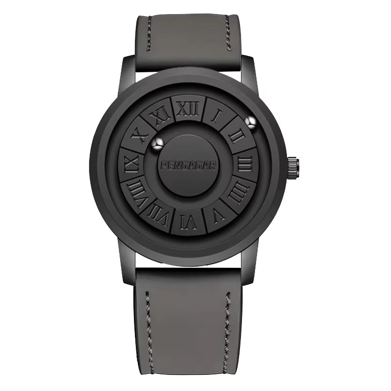 Men'S Watches Stainless Steel Quartz Watch Creative Scrolling Pointer Magnetic Force Wrist Clock Relogio Masculino +Box