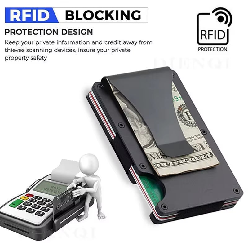 Front Pocket RFID Blocking Minimalist Wallet for Men - 2025 Slim Mini Fashion Wallet - Metal Wallet with Money Clip for Unisex