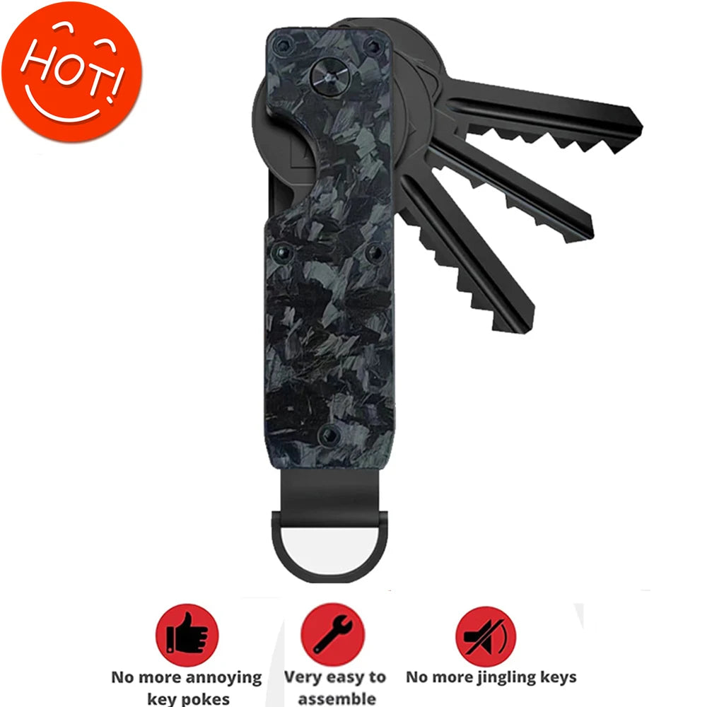 Key Organizer Compact Holder Metal Key Chain Minimalist Key Case Holder for Keychain Secures 2-6 Keys