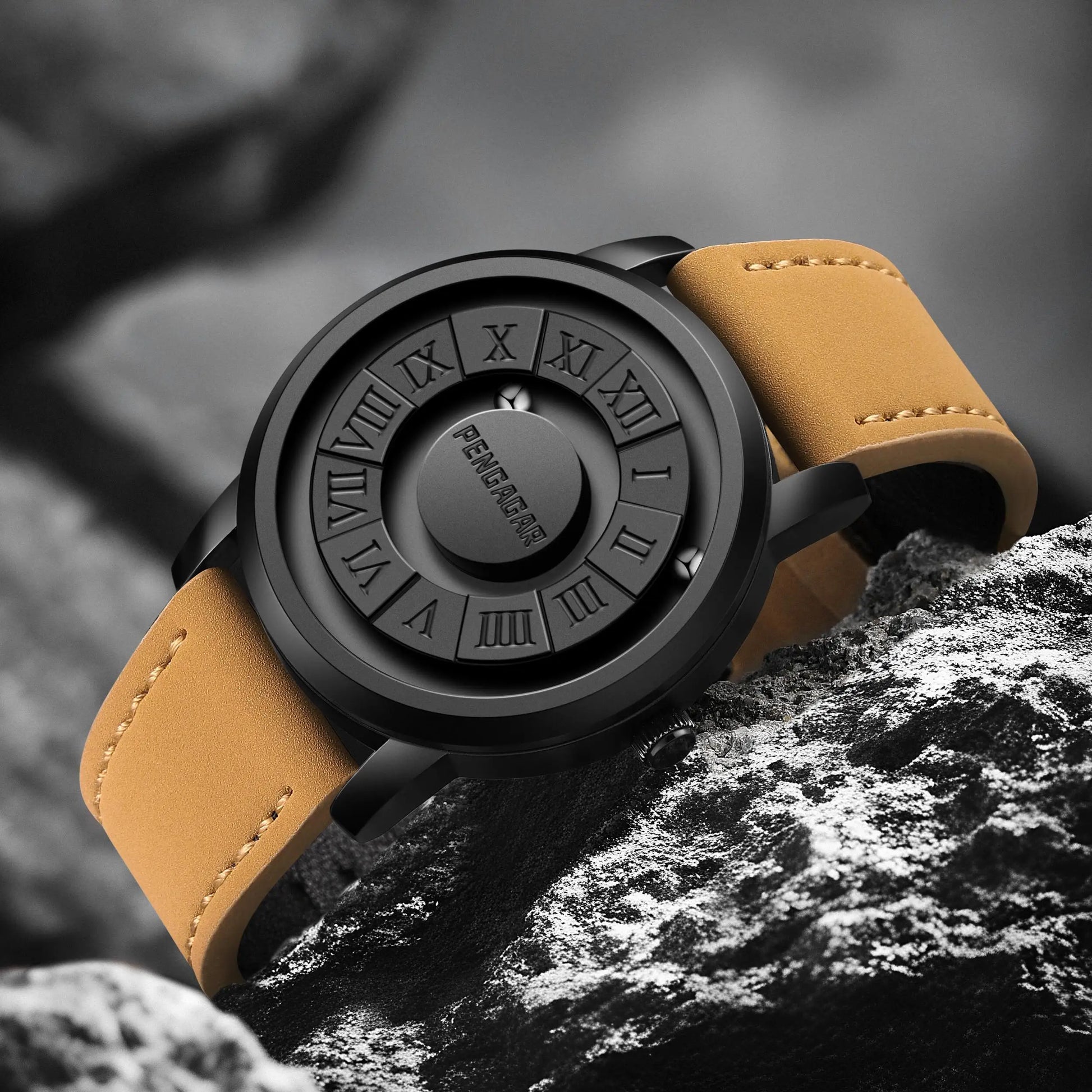 Men'S Watches Stainless Steel Quartz Watch Creative Scrolling Pointer Magnetic Force Wrist Clock Relogio Masculino +Box