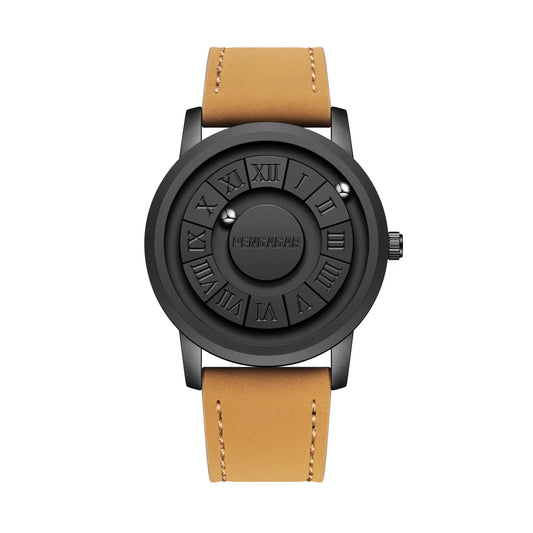 Men'S Watches Stainless Steel Quartz Watch Creative Scrolling Pointer Magnetic Force Wrist Clock Relogio Masculino +Box